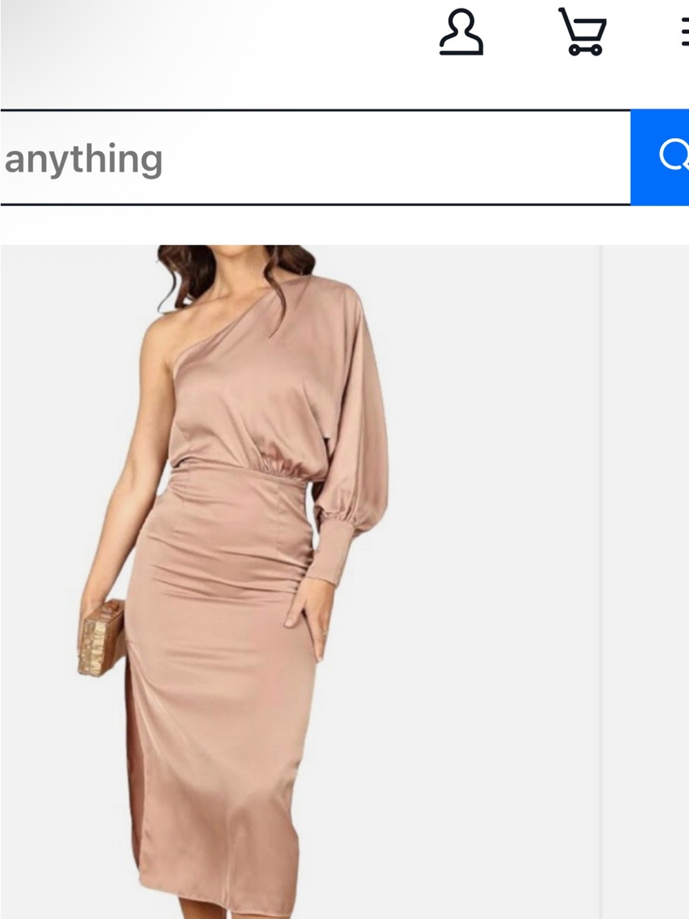 Petal & Pup One-Shoulder Blouson Satin Midi Dress in Taupe